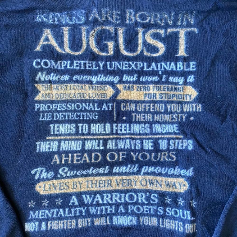King with an August Birthday Hoodie Navy Medium